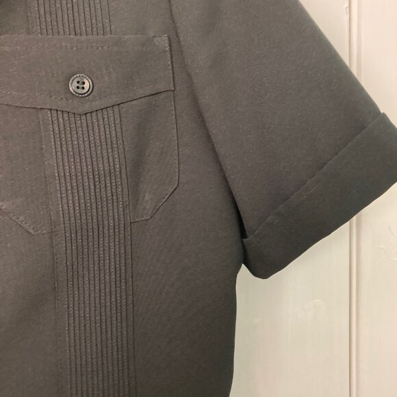 Unknown, 1970's Men's 38 Black Guayabera Polyester Suit - Picture 6 of 16